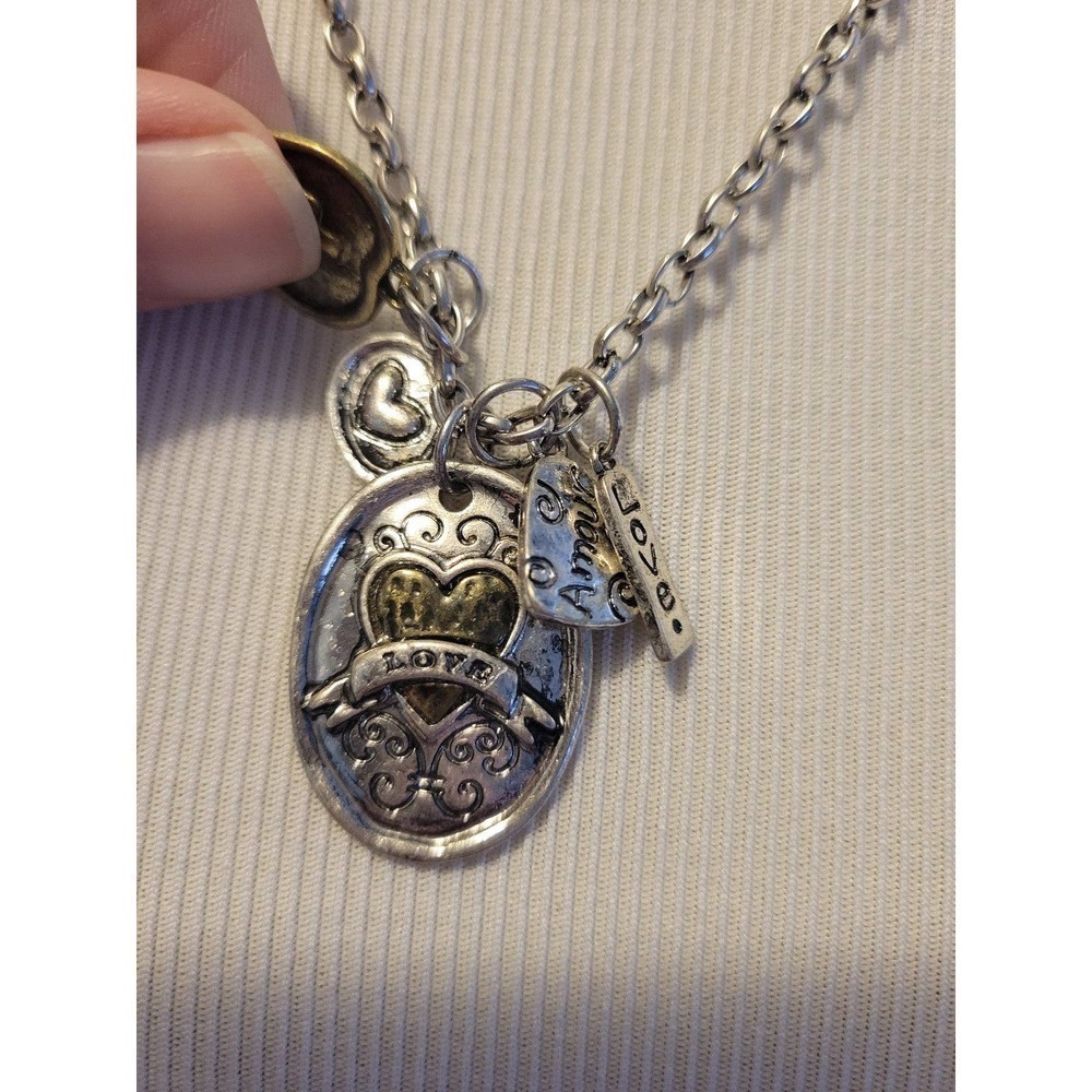 NWT Gold And Silver Charm Cross Heart Necklace